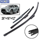 Xukey 3Pcs Front Rear Windscreen Wiper Blades Kit For Lexus NX 200 300 NX200 NX200t NX300h 2014 2015 2016 2017 2018 26" 16"12"