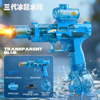 Electric Automatic Water Gun with LED Lights, Continuous Firing Long Range, Blue/Grey
