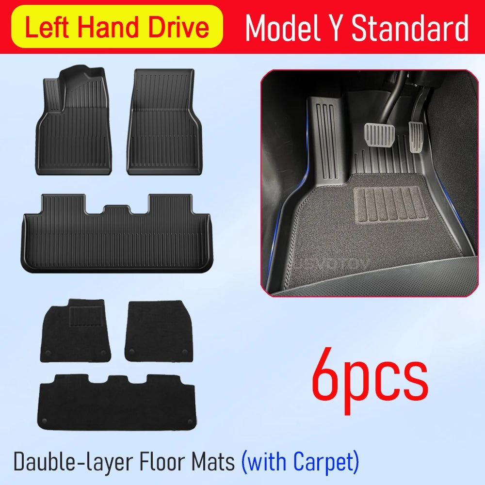 Floor Mats for 2026 2025 Tesla Model Y RWD AWD Trunk Mats Cargo Liner Frunk Backrest Mat Pads Accessories (Standard Models Only)