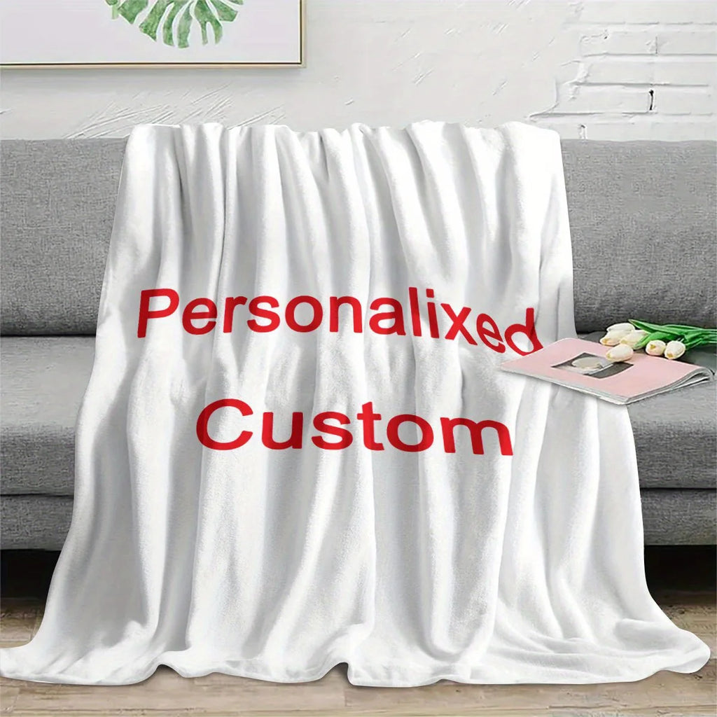 1 Piece of Custom Personalized Blanket with Image Upload DIY Flannel Blanket - Customize with Warm Photos, Soft and Warm, Suitable for Sofa, Bed, Office, Car, and Outdoor Travel - Perfect for All Seasons, Halloween, Thanksgiving, Birthdays, Weddings, Coup