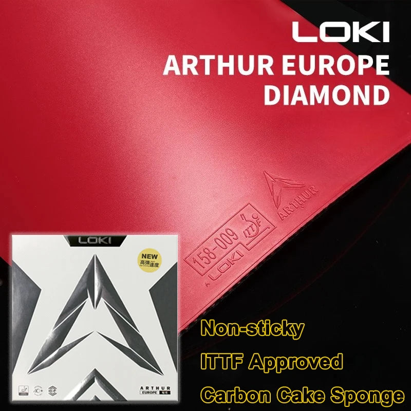 LOKI ARTHUR EUROPE DIAMOND Table Tennis Rubber Sheet ITTF Approved Non-sticky Ping Pong Rubber with Carbon Cake Sponge Pips-in