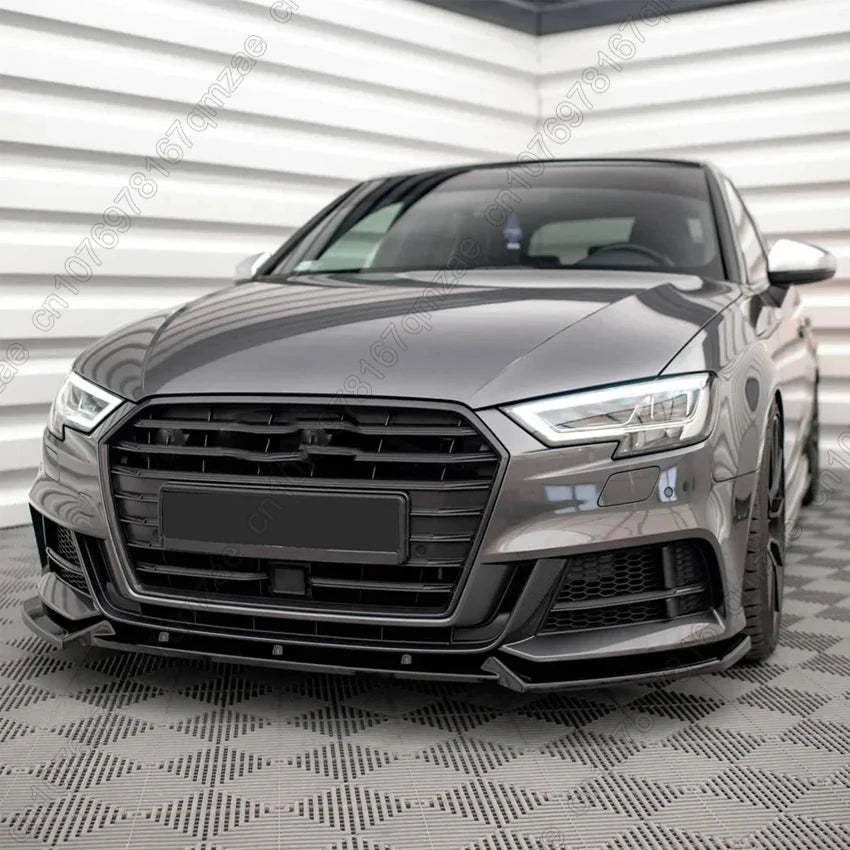 Fit For Audi S3 A3 8V S-line 2017-2020 Saloon / Sportback Maxton Style Front Bumper Lip Spoiler Splitter Diffuser Canards Tuning