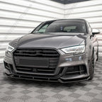 Fit For Audi S3 A3 8V S-line 2017-2020 Saloon / Sportback Maxton Style Front Bumper Lip Spoiler Splitter Diffuser Canards Tuning