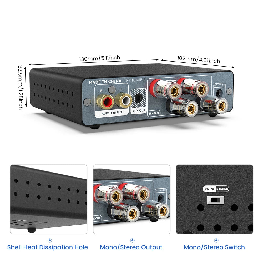 AIYIMA Audio A07 MAX Stereo Amplifier 300W X2 TPA3255 Power Amp 2 Channel Bridgeable Mono 600W  Amplifier for Passive Speaker