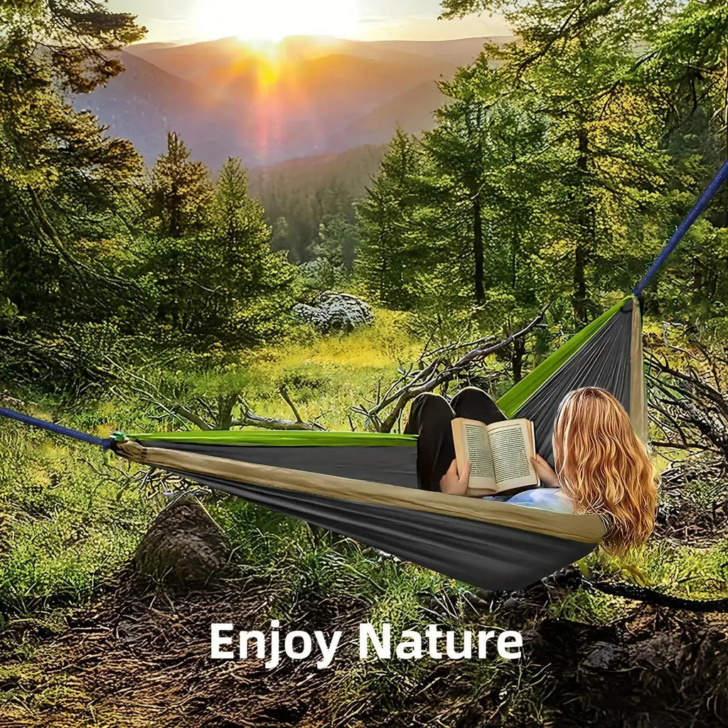 Extra-Large Double Camping Hammock, 3m x 2m (300*200cm), Includes Two 2m Tree Straps, Two D-Shaped Stainless Steel Hooks