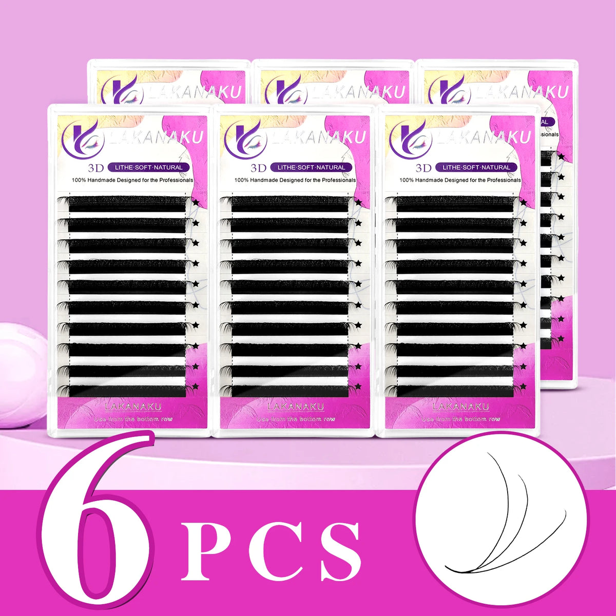 LAKANAKU 3D W Shape Eyelash Extensions 6 Trays 0.07mm C/D Curl 8-15mm Mixed Length