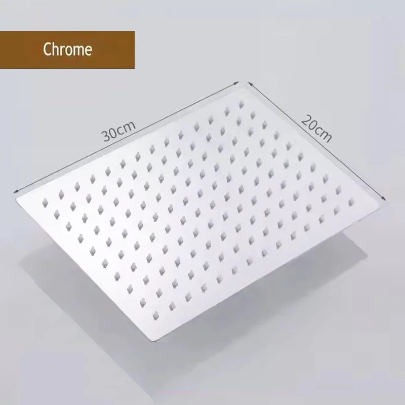 Stainless Steel Rainfall Shower Head Square High Flow 8/10/12 in, Black/Gold/Silver