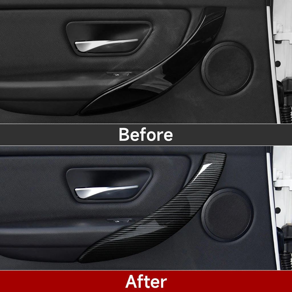 For BMW F30 F31 F34 3GT F32 F33 F36 (2012-2020) Door Handrail Panel Cover Car Trim Accessories, Carbon Fiber ABS Sticker