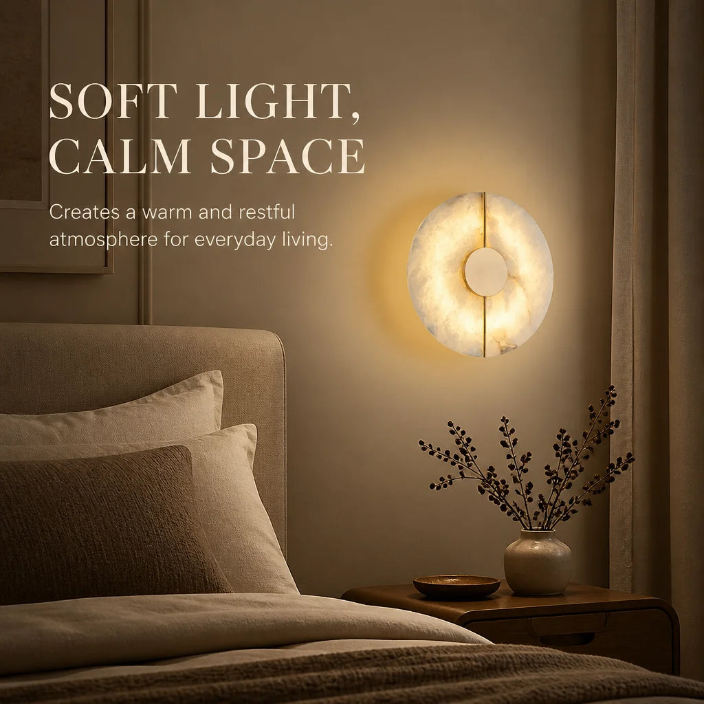 Modern Luxury Creative Marble Wall Light - Alabaster Marble Wall Sconce for Bedroom Bedside Living Room Aisle Indoor Decor