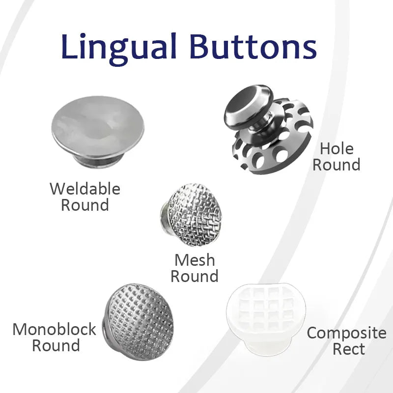 50Pcs/Box Dental Orthodontic Lingual Buttons Metal Bondable Monoblock Mesh Hole Base Composite Buttons Dentistry Accessories