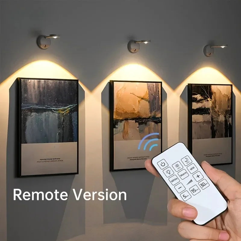 USB Rechargeable Intelligent Human Sensing Wireless Wall Light Dimmable Led Spotlight for Lighting Paintings Pictures 3 Colors