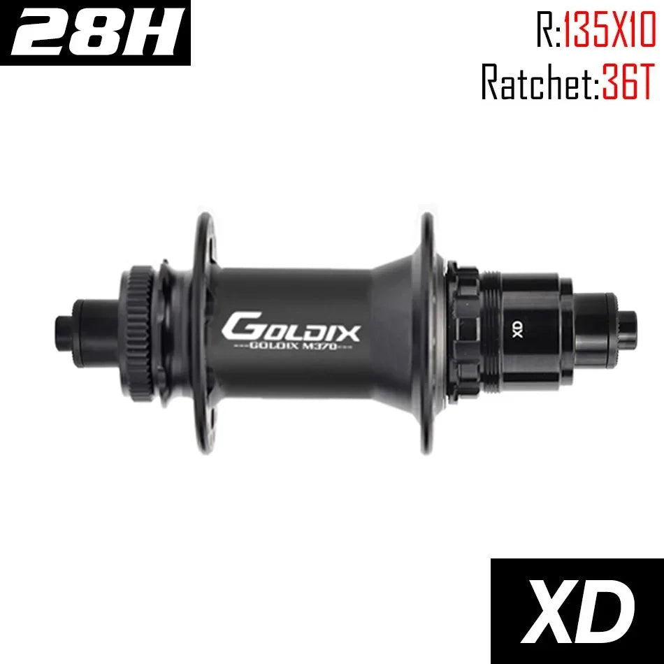 GOLDIX GDX370 Bicycle Hub Sealed Bearing Center Lock Disc Brake J-Bend 28 Holes Ratchet 36T BOOST MTB Hub for Shimano HG MS XD