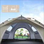 Pop-up camping tent silver small 3-4 person 2-door, optional 2 windows, 60-second setup