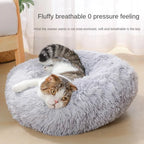 Cat Bed Round Autumn And Winter Soft Plush Pet Bed Dog Sofa Bed Plush Comforter Nest Shell Cat Nest Semi-enclosed Cat Nest