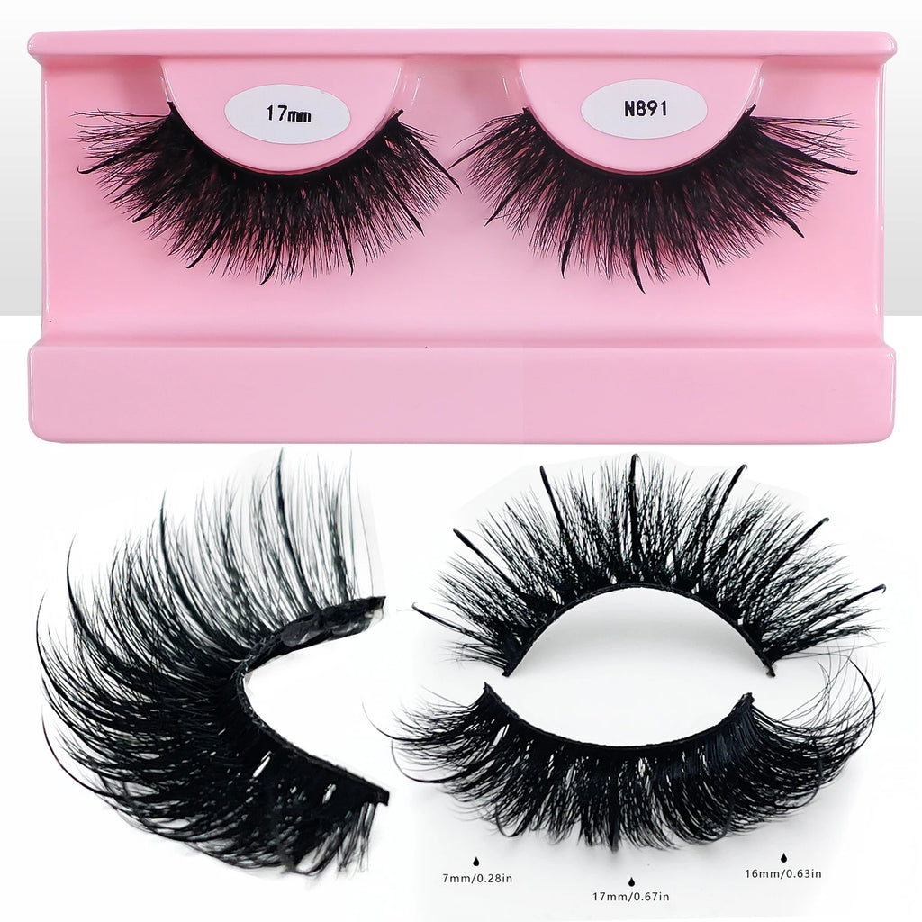 Free Shipping 10Pairs/Pack Fluffy Wispy Natural Strip Lashes With Spikes Wholesale in Bulk Faux Mink Lashes Supplies