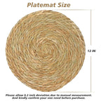 4/8/12pcs Round Woven Placemats Set Boho Rattan Placemat Natural Placemats 12Inch Farmhouse Weave Straw Braided Table Dinner Mat