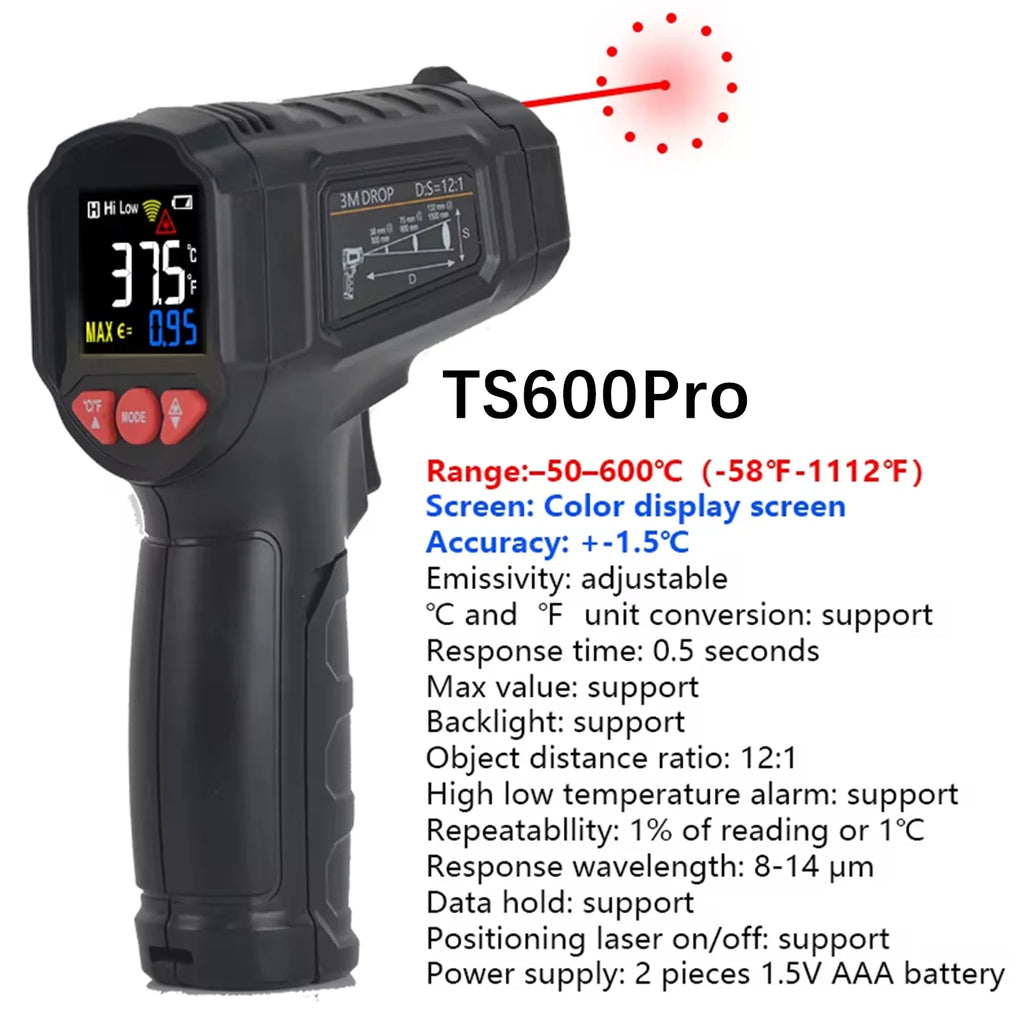 Mestek Digital Infrared Thermometer Non-Contact IR Laser Temperature Gun -50 to 800 C