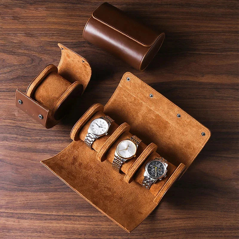 Watch Roll Travel Case - 3 Watch Storage and Organizer-Secure Storage with Innovative Removable Pillows & Solid Watch Organizer