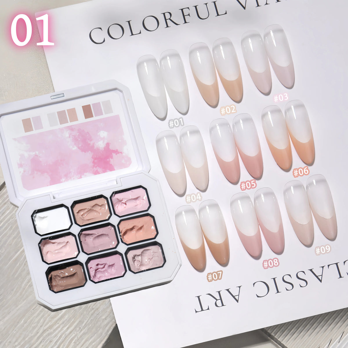 9-color solid nail polish, pink, Macaron painting glue, high saturation popular solid nail polish, used for nail art