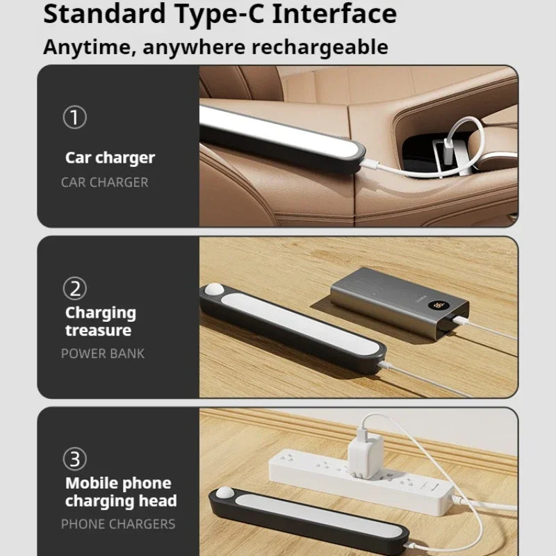 Trunk Car Sensor Light for Floor Trunk Hood USB Rechargeable Automatic Induction Light Bar Magnetic Maual Sensing Mode Lamp