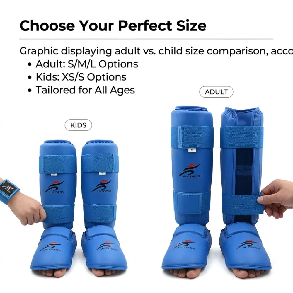 Taekwondo Karate Boxing Leg Hand Foot Protector Set Sparring Gear Shin Guard Bands Gloves Sports MMA Kids Adults Equipment