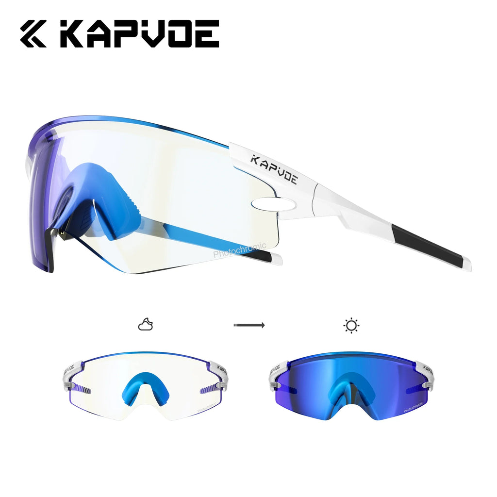 Kapvoe Cycling Sunglasses for Road Bike & MTB, Photochromic Lens Options, Unisex