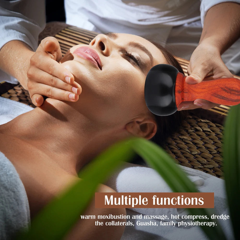 Hot Stone Electric Gua Sha Massager Natural Bianstone GuaSha Scraping Back Neck Face Relax Muscles Massage Skin Lift Care Spa