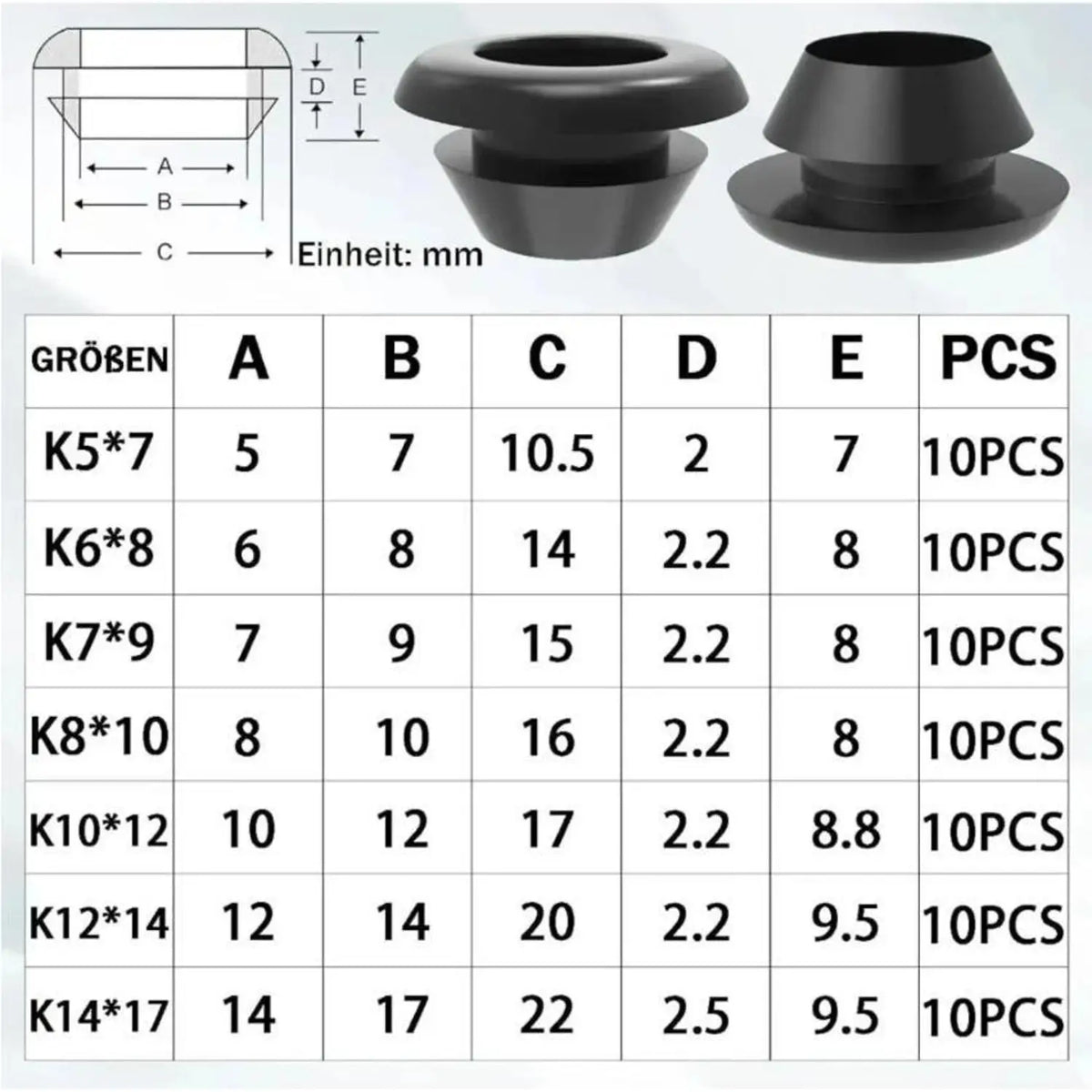 Rubber Grommet Assortment Kit Black Wire Cable Hole Protector Rings 70pcs/140pcs/350pcs