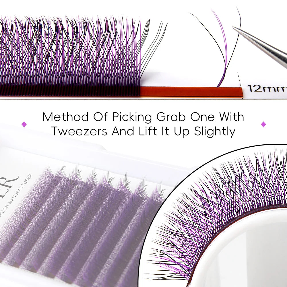Befer Beauty Colored Eyelash Extensions 0.07mm C/D Curl 8-13mm Blue/Green Lashes