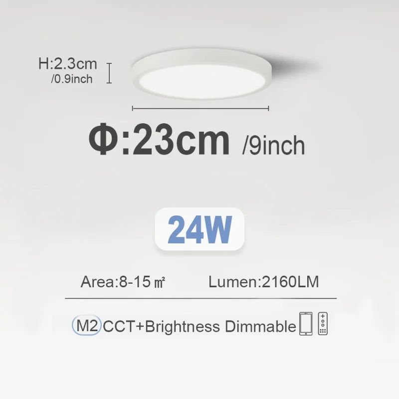 Ultra-Thin LED Ceiling Lamp Chandelier 23/30cm with Remote Control for Home Decor Lighting in Living Room Bedroom Kitchen