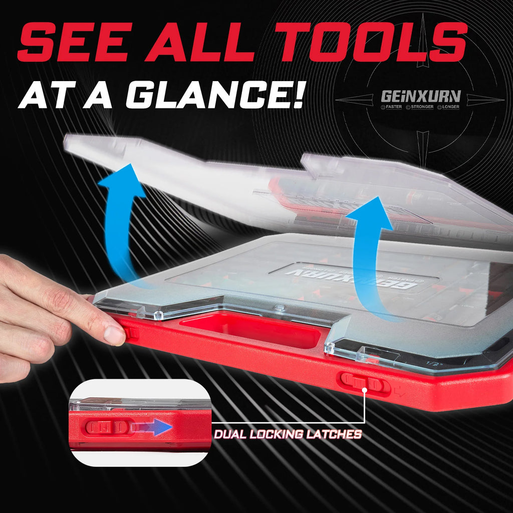 Geinxurn 58Pcs Tools Set Packaged with Impact Screwdriver Bits,Mini Wrech,Step Drill,Socket Adapter and Bit Holder for DIY