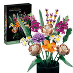 Romantic orchid Rose Flower Bouquet Building Blocks Creative Home Desk Plant Decoration Assemble Bricks Toys Gifts For Girls  ﻿