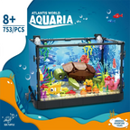 Idea Fish Tank Building Block Set with Light，Aquarium, Marine Life, Jellyfish And Turtle Ecological Tank, Toys For Boys And Girl