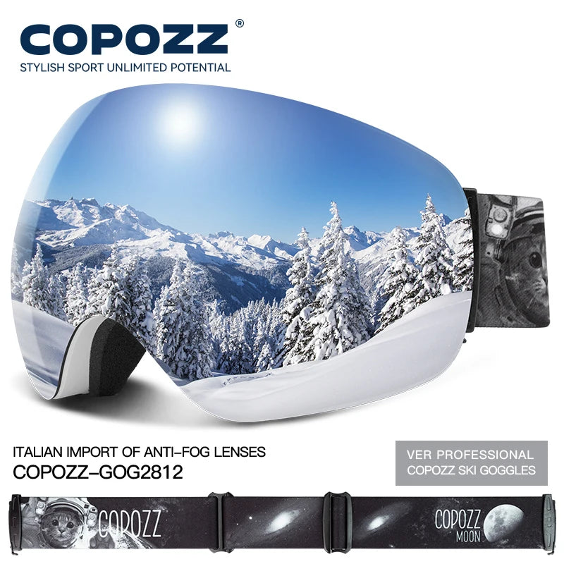 COPOZZ Outdoor Sports Ski Goggles UV400 Protection Ski Mask Male Female Anti-Fog Big Face Snow Glasses Snowboard Skiing Eyewear