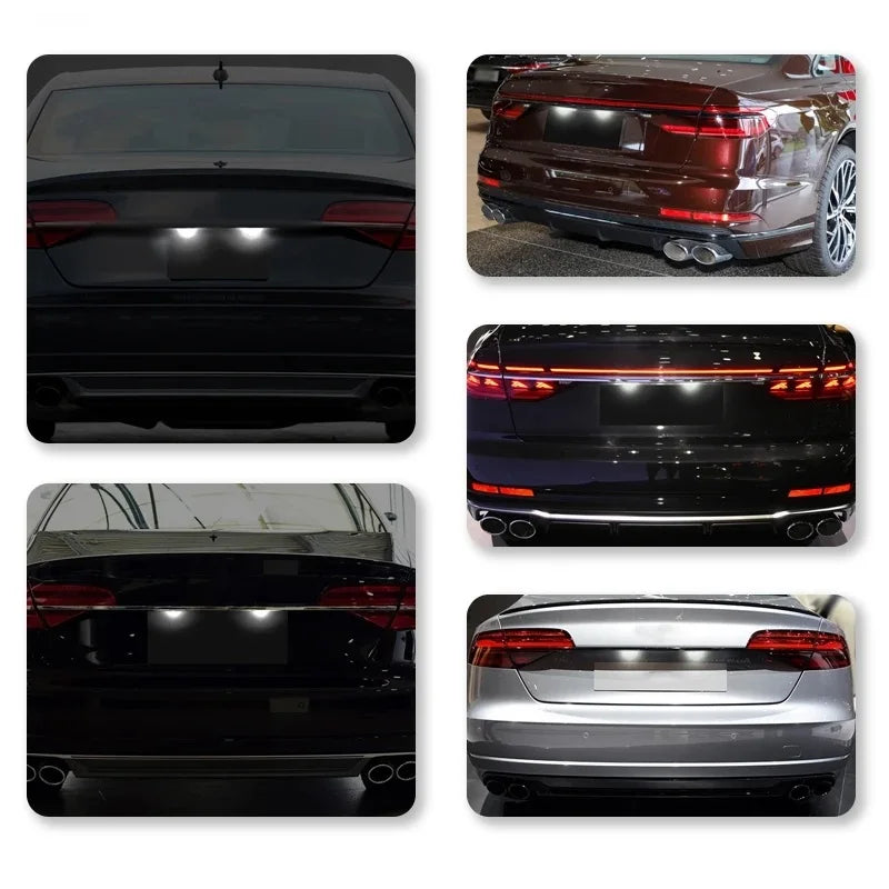 2PCS Rear LED License Plate Light For Audi A3 S3 8P A4 S4 B6 B7 A6 C6 S6 A8 S8 Q7 RS4 RS6 Plus Avant Auto Lamp Light