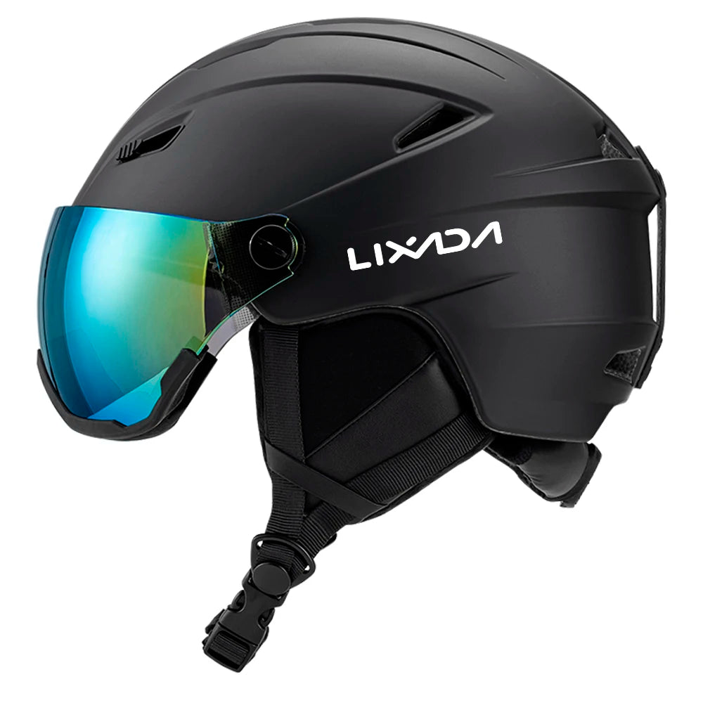 LIXADA Integrated Ski Helmet Men and Women Snowboard Helmet with Removable Visor Goggles Men and Women ‘s Snowboard Wear