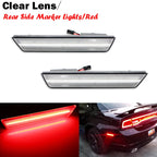 For Dodge Challenger 2008-2014 Clear & Smoked Lens LED Side Marker Lights Dual Row Amber Front Red Rear Side Fender Reflector