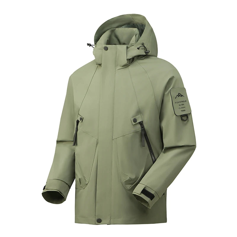 JNLN Unisex Waterproof Hiking Jacket With Detachable Hood Lightweight Windproof Coat Breathable Raincoat for Camping Climbing