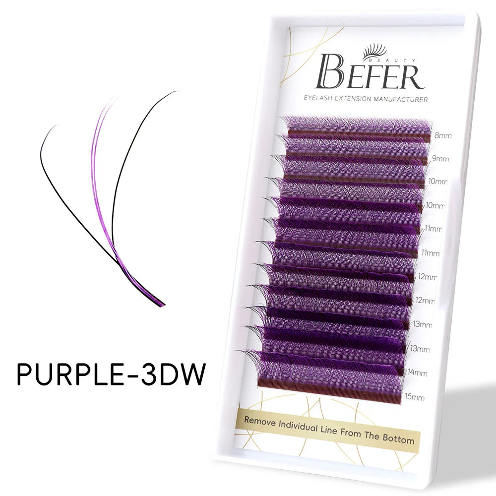 Befer Beauty Colored Eyelash Extensions 0.07mm C/D Curl 8-13mm Blue/Green Lashes