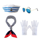 Dress Up Accessories Navy Cap Scarf Tie Sunglasses Cigarette Holder Chain assel Rudder Brooch Sailor Navy Set of Eight
