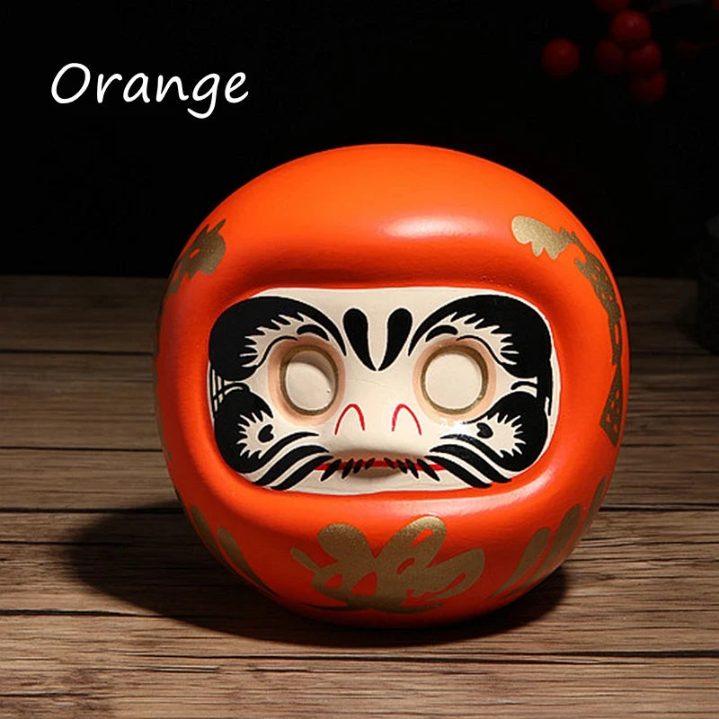Japanese Ceramic Daruma Statue, Lucky Charm, Zen Ornament, Fengshui Figurine, Money Box, Home Tabletop Decoration, Gifts, 4"