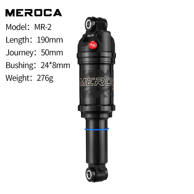MEROCA Mtb Bike Air Shock Absorber 165mm 190mm Adjustable Air Pressure Aluminum Alloy Bicycle Mtb Air Shock Absorber
