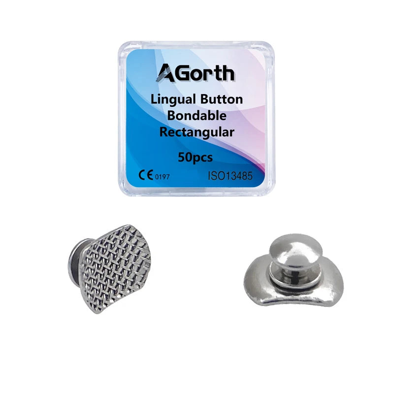 50Pcs/Box Dental Orthodontic Lingual Buttons Metal Bondable Monoblock Mesh Hole Base Composite Buttons Dentistry Accessories