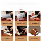 Professional Full 7 PCS Knife Set Stainless Steel Kitchen Knives Sets Best Kitchen Slicing with Knife Storage Block for Easy Kit