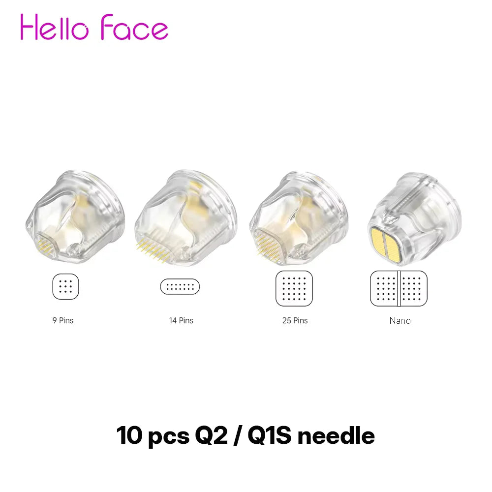 Hello Face Q2 Titanium Cartridge 10 pcs Set Dr Pen Q1S Refills 9 Pin 14 Pin 25 Pin Nano Needle Heads Needle length 0.25 mm