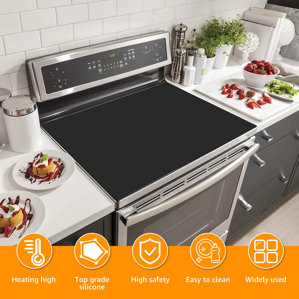 Silicone Induction Cooktop Mat Non-Slip Electric Stove Top Cover Protector 52x78cm 1pc