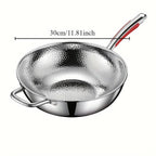 Stainless steel Round Bottom Wok Uncoated Non-stick Pan Can Be Used in Concave Induction Cooker, Household Stir-frying