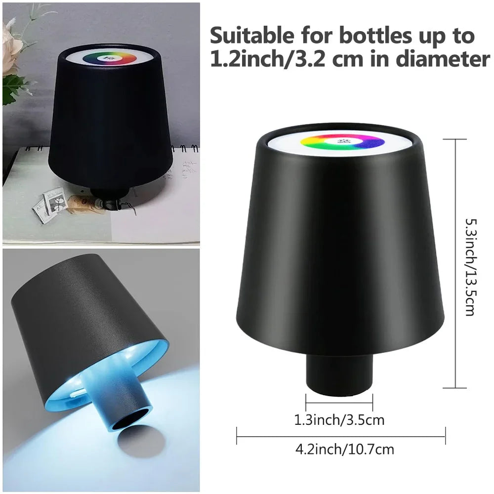 USB Charge Bottle Table Lamp Touch Control 3 Colors and Stepless Dimming Night Lamp For Restaurant Bar Wine Bottles Desk Lights