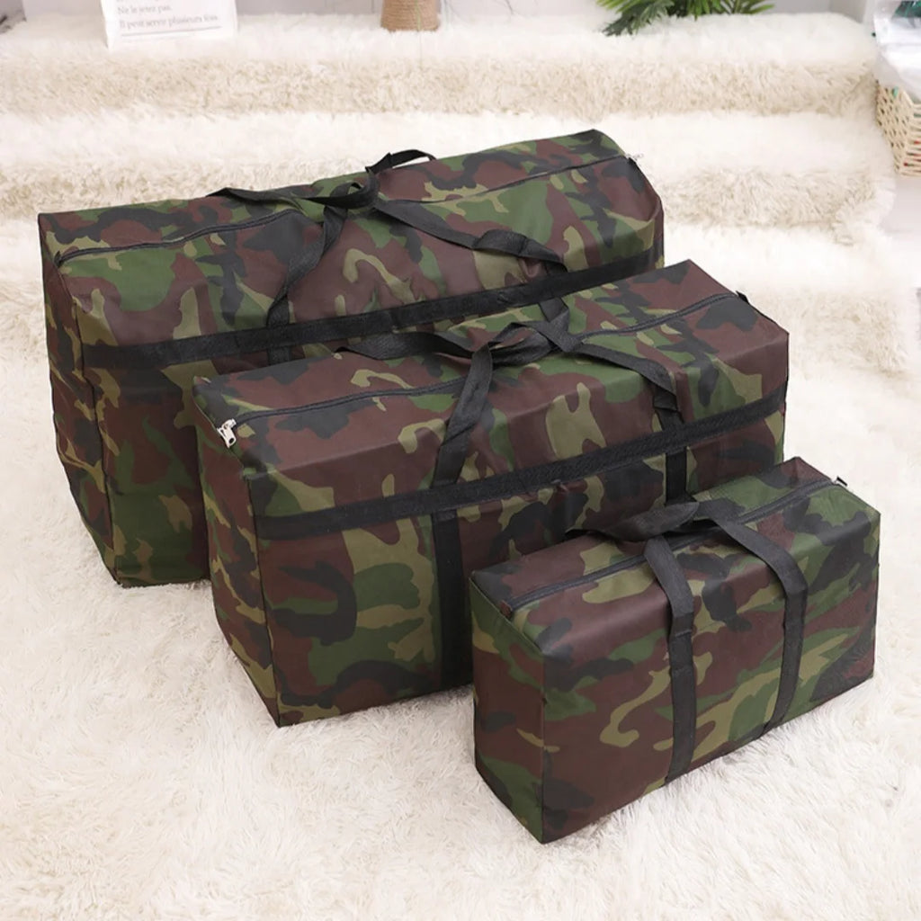 Camouflage 150L Extra Large Moving Bags, Heavy Duty Storage Bags, Oxford Cloth Wrap Around Handles Double Zipper, Reusable