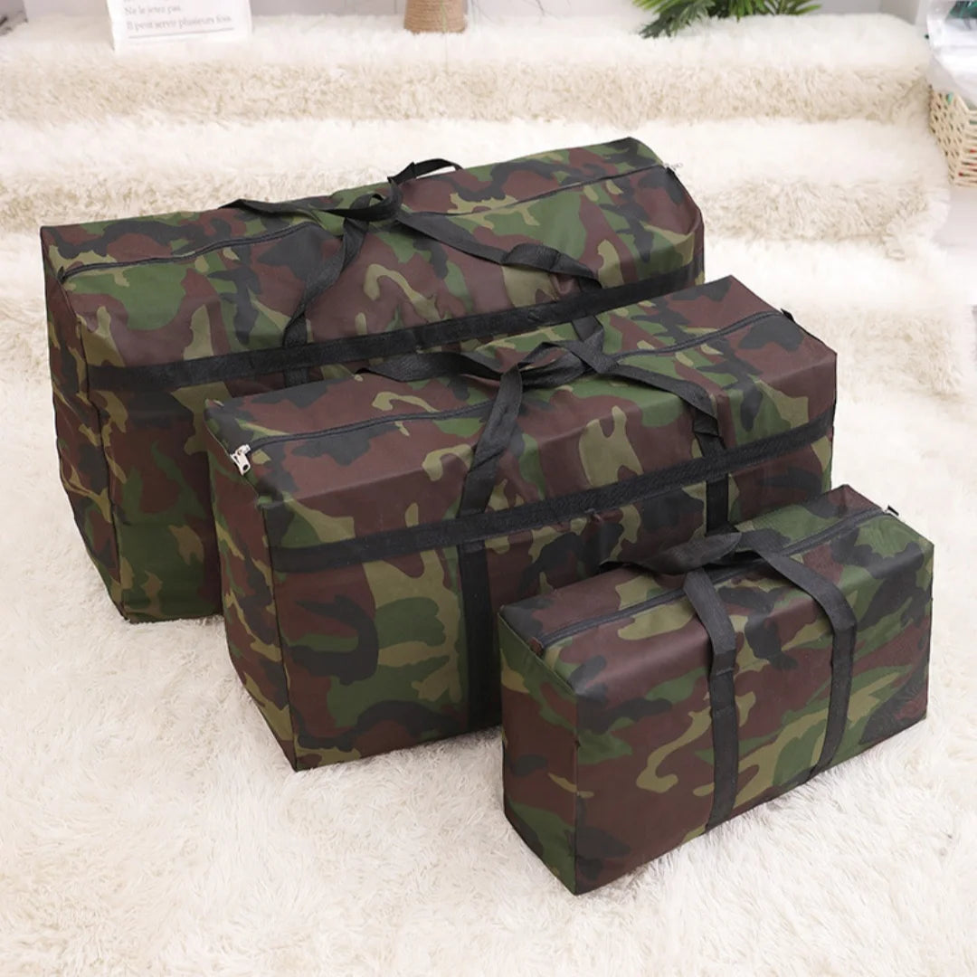 Camouflage 150L Extra Large Moving Bags, Heavy Duty Storage Bags, Oxford Cloth Wrap Around Handles Double Zipper, Reusable